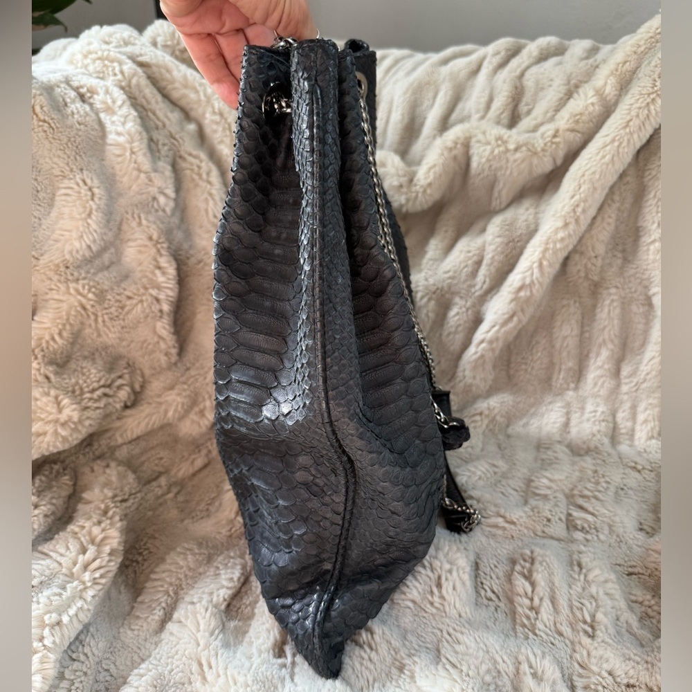Devi Kroell Black Python Snakeskin Leather Should… - image 5